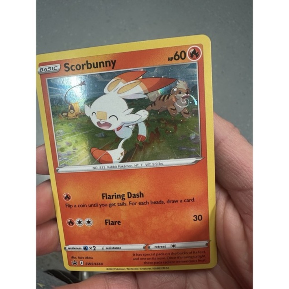 Scorbunny Black Star Cosmos Promo SWSH244 MEW HD Galaxy Swirl FART 🌀 Pokemon LP